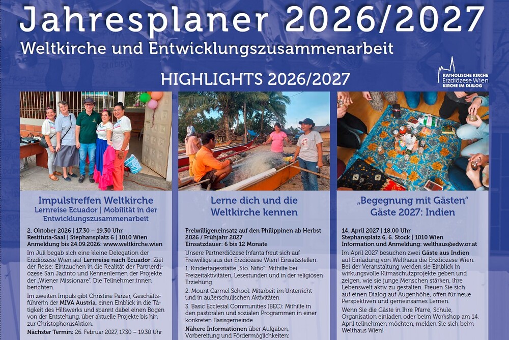 Jahresplaner / Weltkirche und Entwicklungszusammenarbeit Jahresplaner